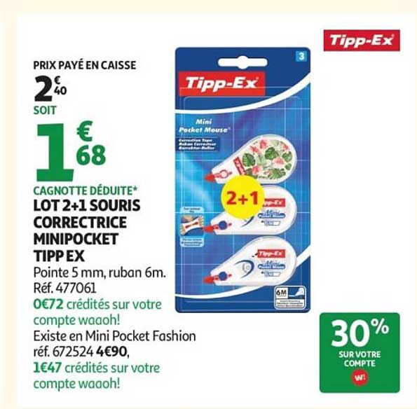 LOT 2+1 SOURIS CORRECTRICE MINIPOCKET TIPP EX