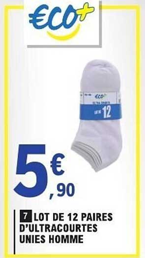 LOT DE 12 PAIRES D’ULTRACOURTES UNIES HOMME