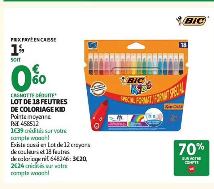 LOT DE 18 FEUTRES DE COLORIAGE KID