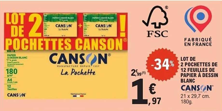 LOT DE 2 POCHETTES CANSON