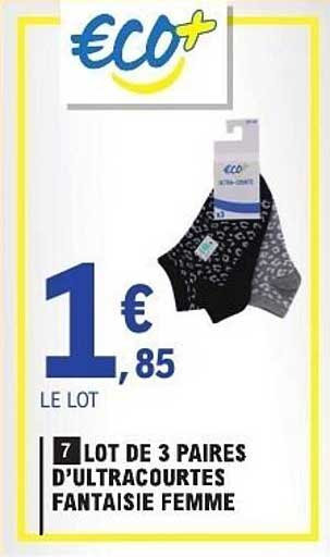 LOT DE 3 PAIRES D’ULTRACOURTES FANTAISIE FEMME