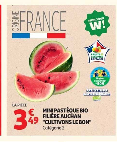 MINI PASTÈQUE BIO FILIÈRE AUCHAN "CULTIVONS LE BON"
