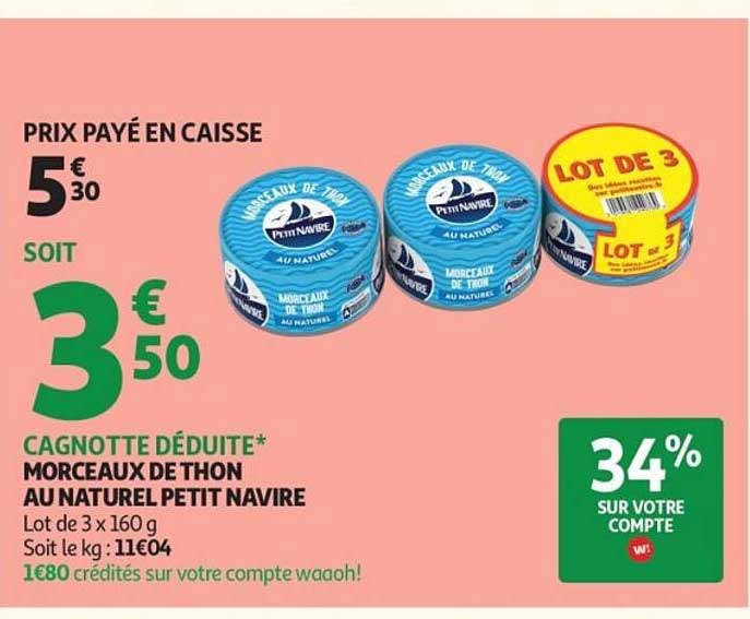 MORCEAUX DE THON AU NATUREL PETIT NAVIRE