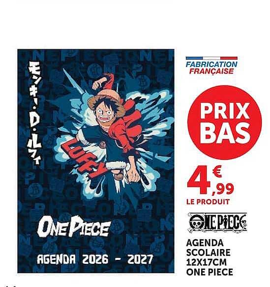 ONE PIECE AGENDA SCOLAIRE 12X17CM ONE PIECE