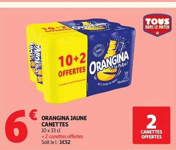 ORANGINA JAUNE CANETTES 10 x 33 cl + 2 canettes offertes