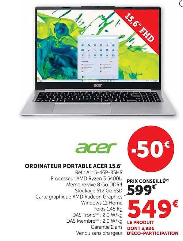 ORDINATEUR PORTABLE ACER 15.6"