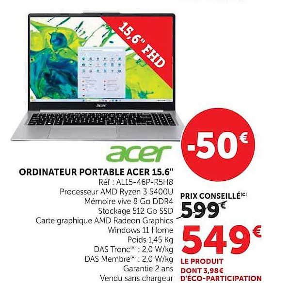ORDINATEUR PORTABLE ACER 15.6"