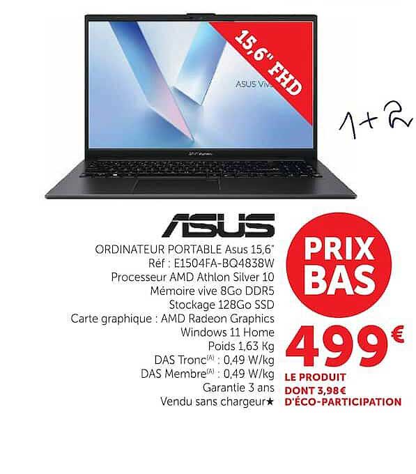 ORDINATEUR PORTABLE Asus 15,6' Réf : E1504FA-BQ4838W