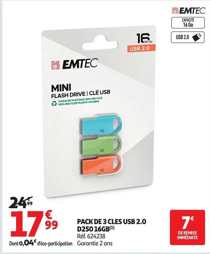 PACK DE 3 CLES USB 2.0 D250 16GB(1)