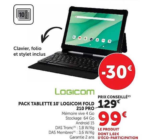 PACK TABLETTE 10' LOGICOM FOLD 210 PRO