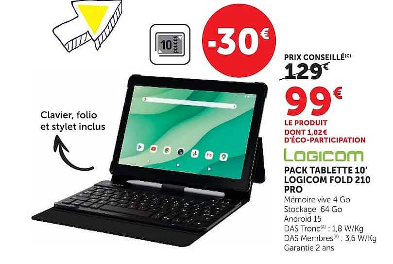PACK TABLETTE 10' LOGICOM FOLD 210 PRO