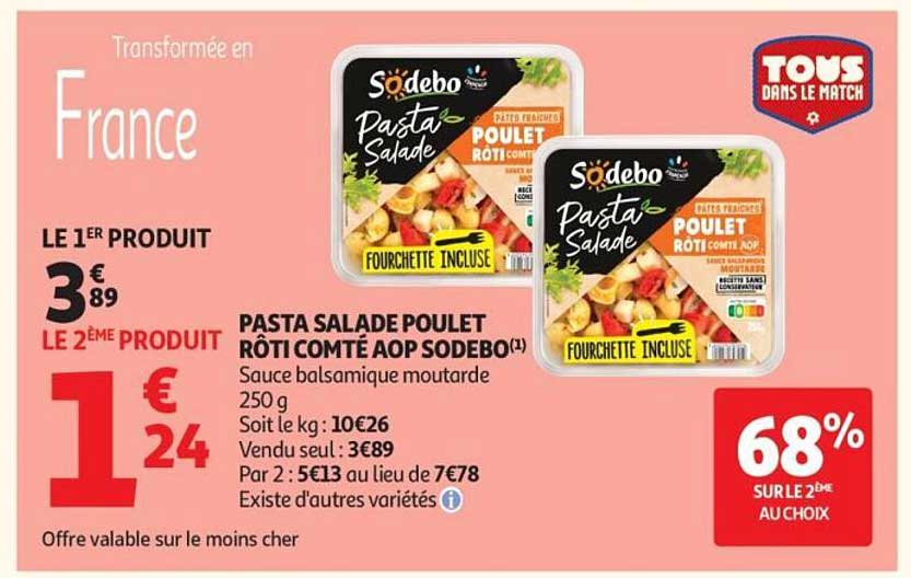 Pasta Salade Poulet Rôti Comté AOP SoDébo