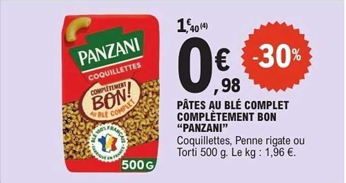 PÂTES AU BLÉ COMPLET COMPLÈTEMENT BON "PANZANI"