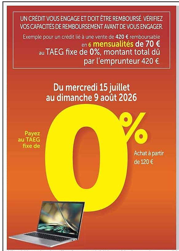 Payez au TAEG fixe de 0%