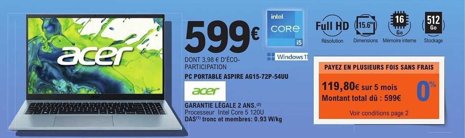 PC PORTABLE ASPIRE AG15-72P-54UU