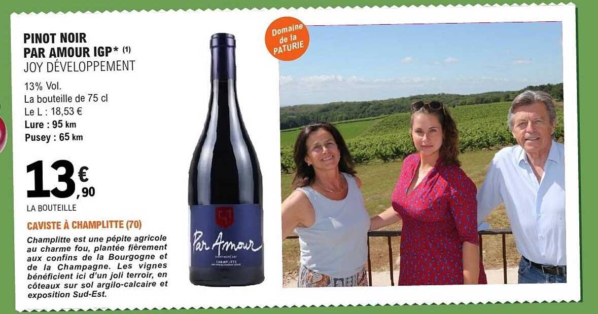 PINOT NOIR PAR AMOUR IGP* (1) JOY DÉVELOPPEMENT