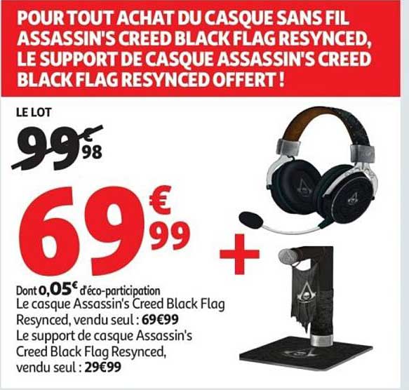 POUR TOUT ACHAT DU CASQUE SANS FIL ASSASSIN'S CREED BLACK FLAG RESYNCED, LE SUPPORT DE CASQUE ASSASSIN'S CREED BLACK FLAG RESYNCED OFFERT !