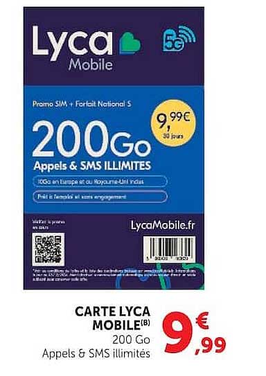 Promo SIM + Forfait National S 200Go Appels & SMS ILLIMITES