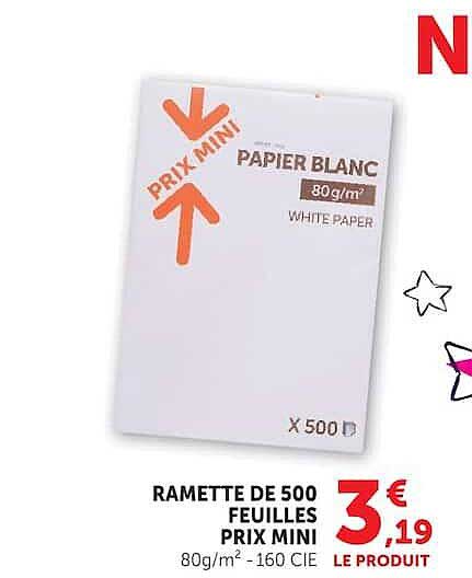 RAMETTE DE 500 FEUILLES PRIX MINI