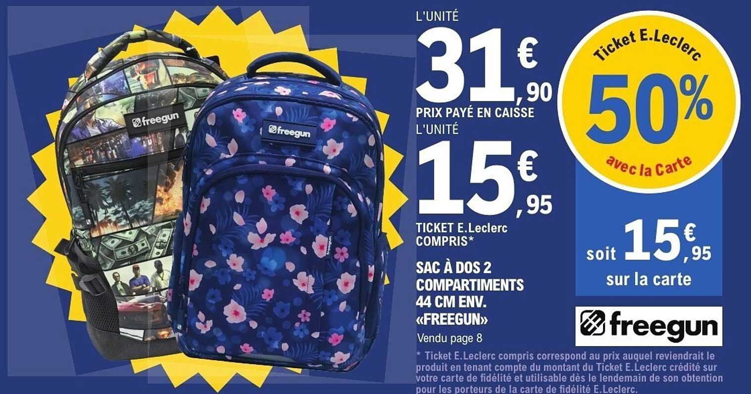 SAC À DOS 2 COMPARTIMENTS 44 CM ENV. «FREEGUN»