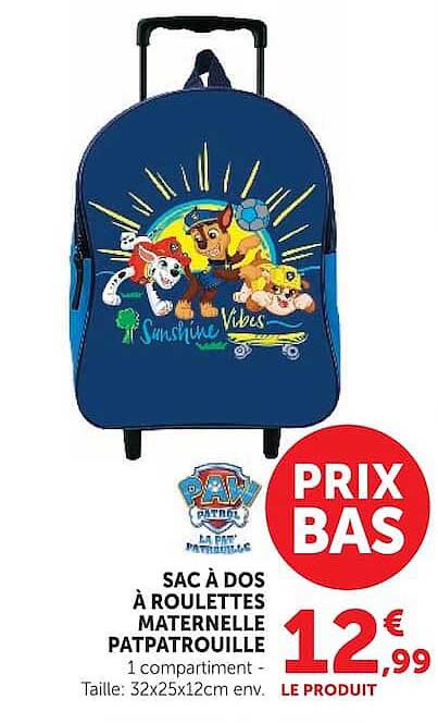 SAC À DOS À ROULETTES MATERNELLE PATPATROUILLE