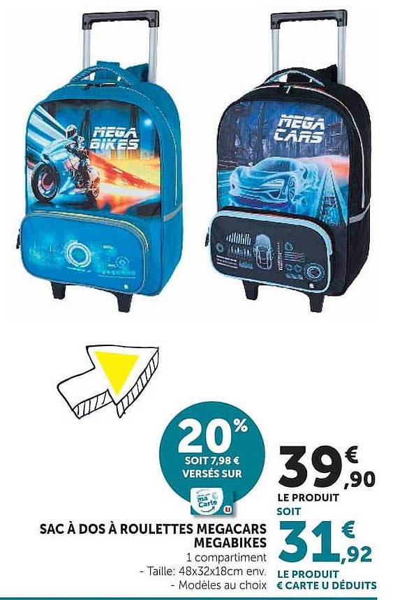 SAC À DOS À ROULETTES MEGACARS MEGABIKES
