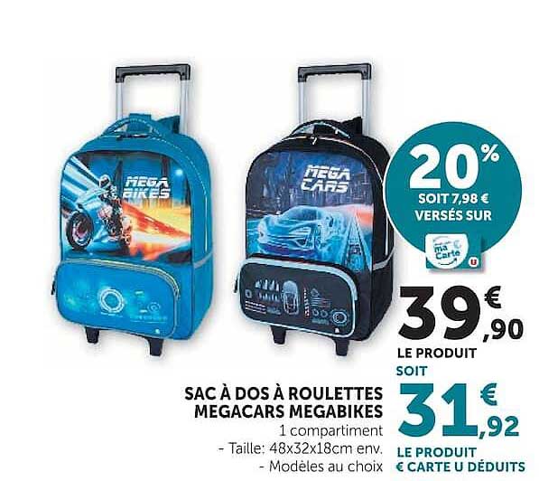 SAC À DOS À ROULETTES MEGACARS MEGABIKES