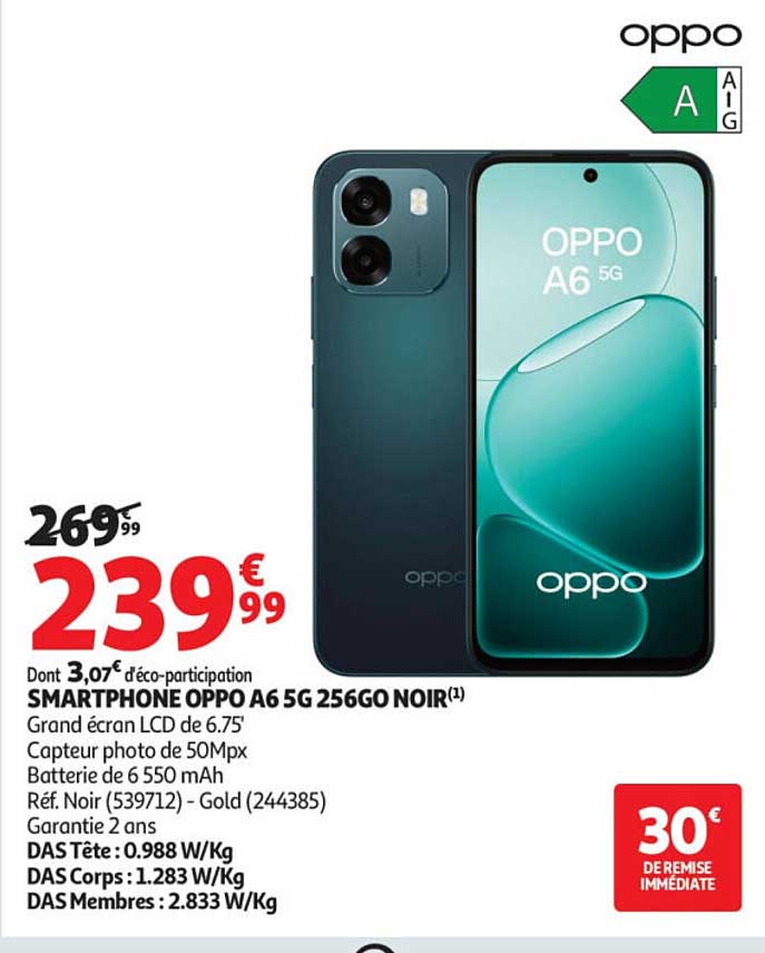 SMARTPHONE OPPO A6 5G 256GO NOIR