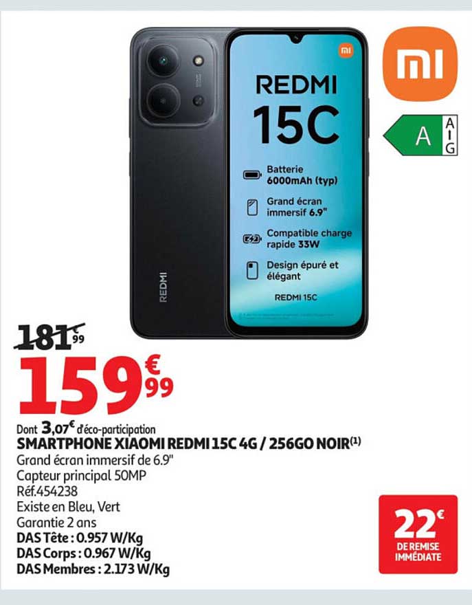 SMARTPHONE XIAOMI REDMI 15C 4G / 256GO NOIR(1)