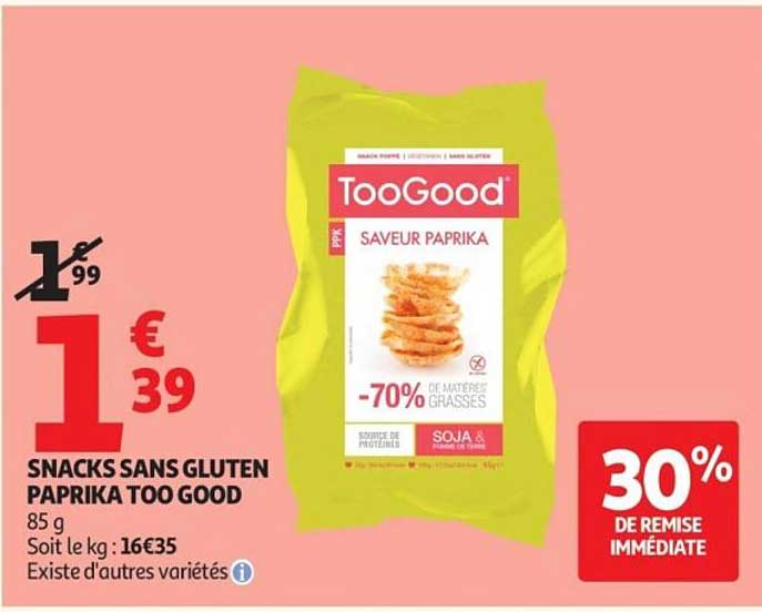 SNACKS SANS GLUTEN PAPRIKA TOO GOOD