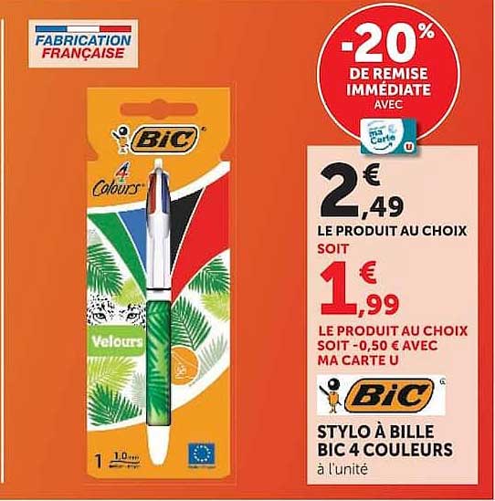 Stylo à bille Bic 4 couleurs