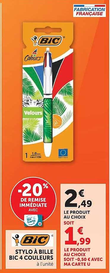 STYLO À BILLE BIC 4 COULEURS