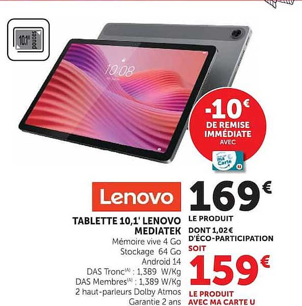 TABLETTE 10,1' LENOVO MEDIATEK