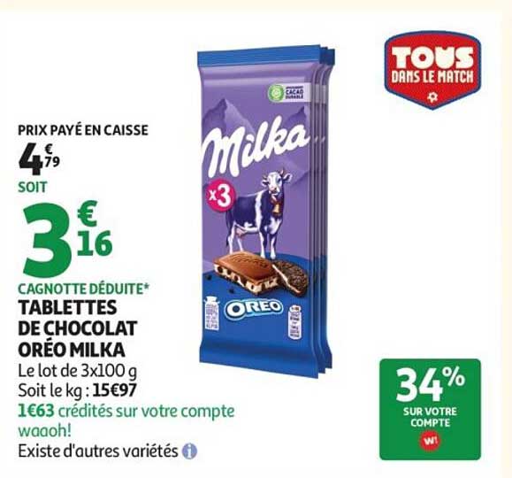 TABLETTES DE CHOCOLAT OREO MILKA