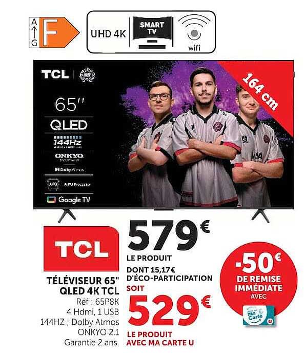 TÉLÉVISEUR 65" QLED 4K TCL