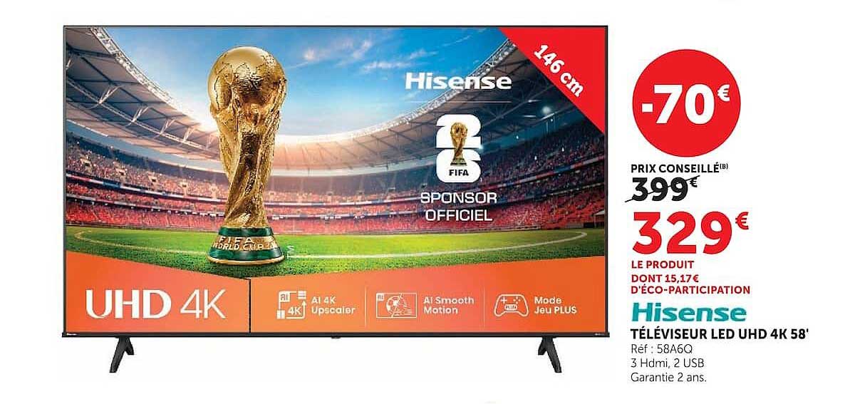 TÉLÉVISEUR LED UHD 4K 58''