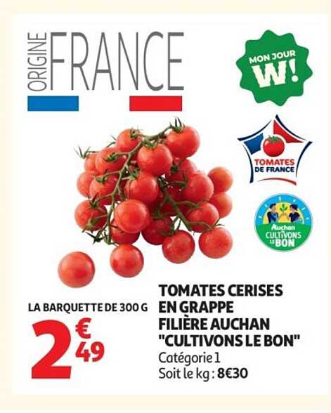 TOMATES CERISES EN GRAPPE FILIÈRE AUCHAN "CULTIVONS LE BON"