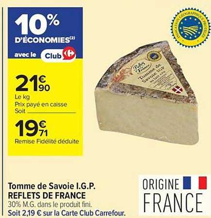 Tomme de Savoie I.G.P. REFLETS DE FRANCE