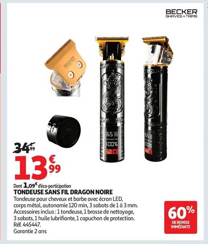 TONDEUSE SANS FIL DRAGON NOIRE