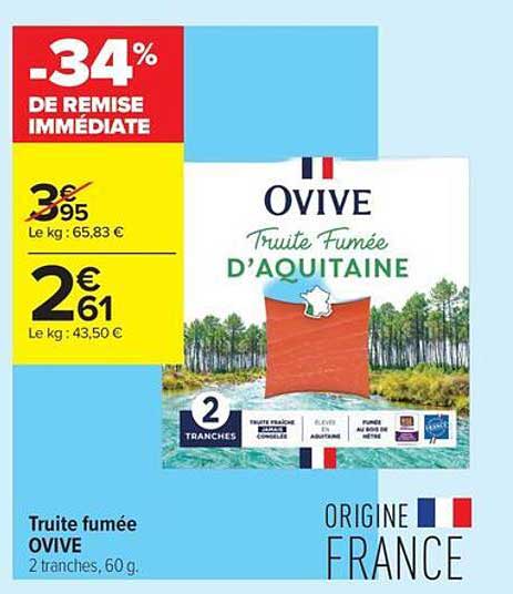 Truite fumée OVIVE 2 tranches, 60 g