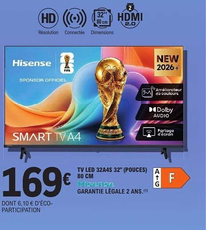 TV LED 32A4S 32'' (POUCES) 80 CM Hisense