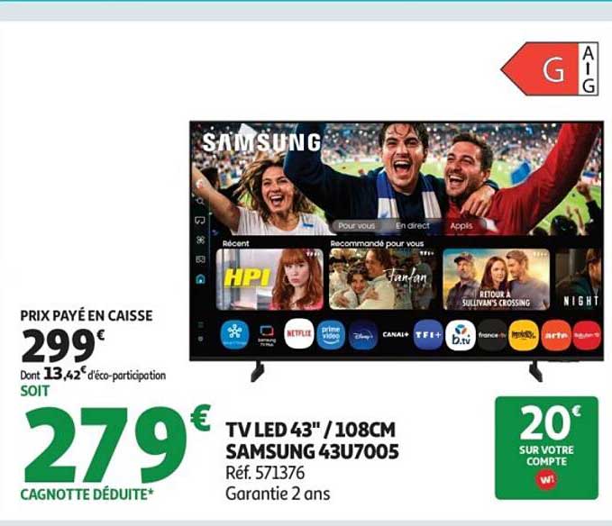TV LED 43'' / 108CM SAMSUNG 43U7005