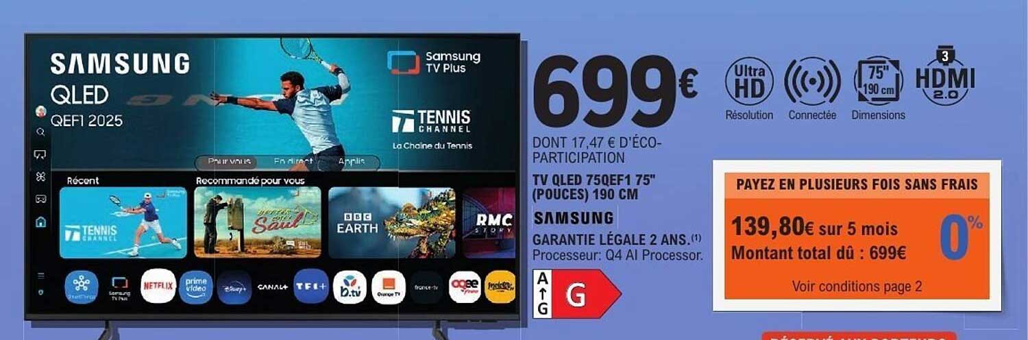 TV QLED 75QEF1 75'' (POUCES) 190 CM SAMSUNG