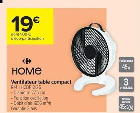 Ventilateur table compact