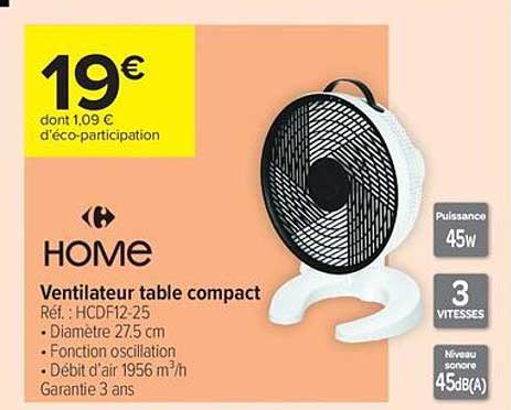 Ventilateur table compact