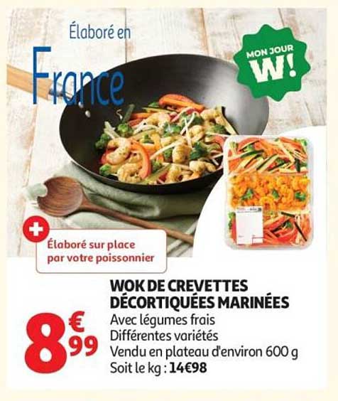 WOK DE CREVETTES DÉCORTIQUÉES MARINÉES