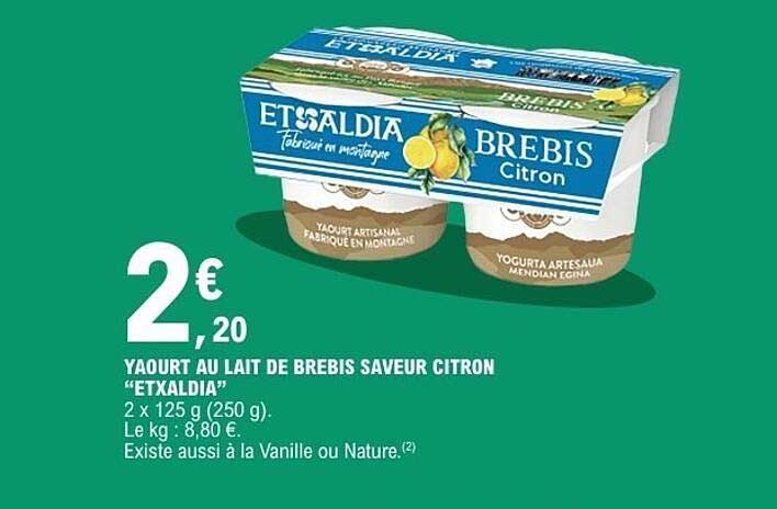 YAOURT AU LAIT DE BREBIS SAVEUR CITRON “ETXALDIA”