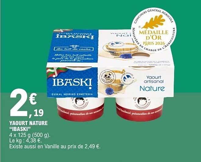 YAOURT NATURE "IBASKI"