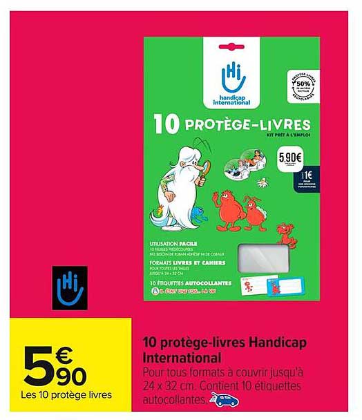 10 protège-livres Handicap International