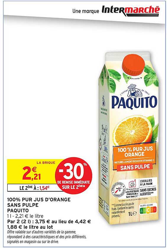 100% PUR JUS D'ORANGE SANS PULPE